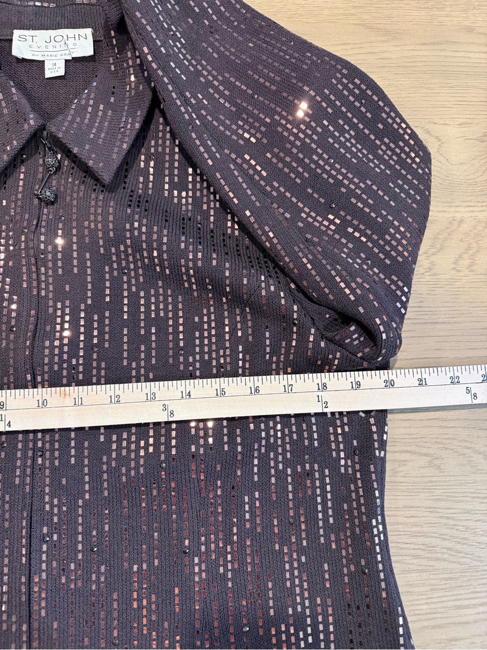 St John Evening By Marie Gray Vintage Sequin Knit Zip Jacket 14 Statement Glam - Picture 11 of 15